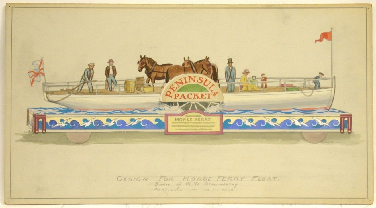 FORSTER, Clifford N. [c1900-1972].Design for Horse Ferry Float. Studio of W. W. Stallworthy. 40 Ft. Long – 12 Ft. Wide. watercolour