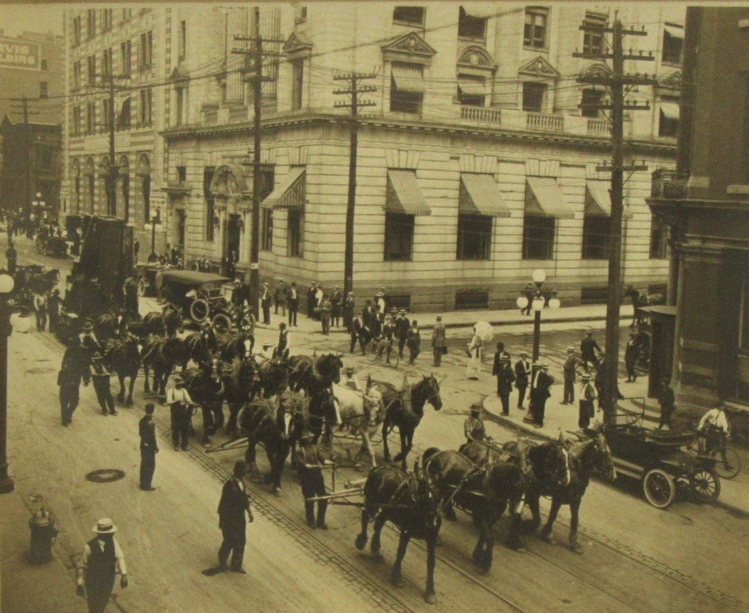 (BAY STREET). [18 Horse Team On Bay Street with General Trust Building]. photographs