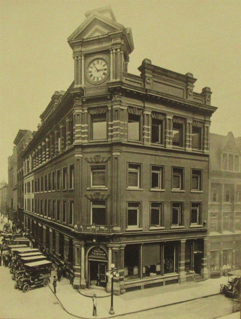 (BAY STREET). The Evening Telegram Building South-East Corner Of Bay and Melinda Sts., Toronto, Canada. J. Ross Robertson, Publisher and Proprietor. c1920. 