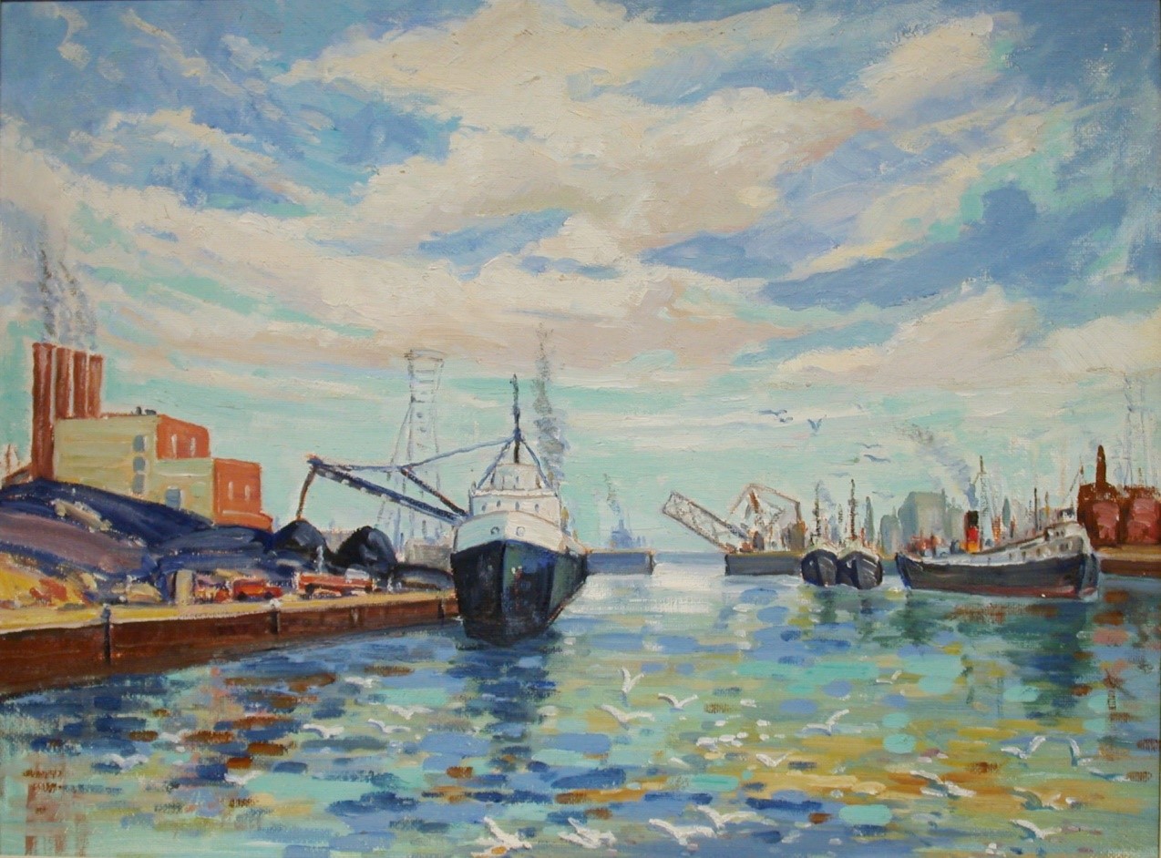 STOYAN, Peter [1900-1981]. Ship Channel, Toronto Harbour. oil painting