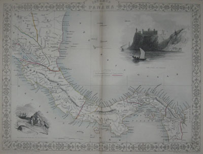 TALLIS AND CO. [Active 1838-1851] (Publishers). RAPKIN, John (Cartographer). Isthmus of Panama. The Illustrations by H. Warren & Engraved by J. Wrightson. The Map Drawn & Engraved by J. Rapkin. John Tallis & Company London & New York [c1850].